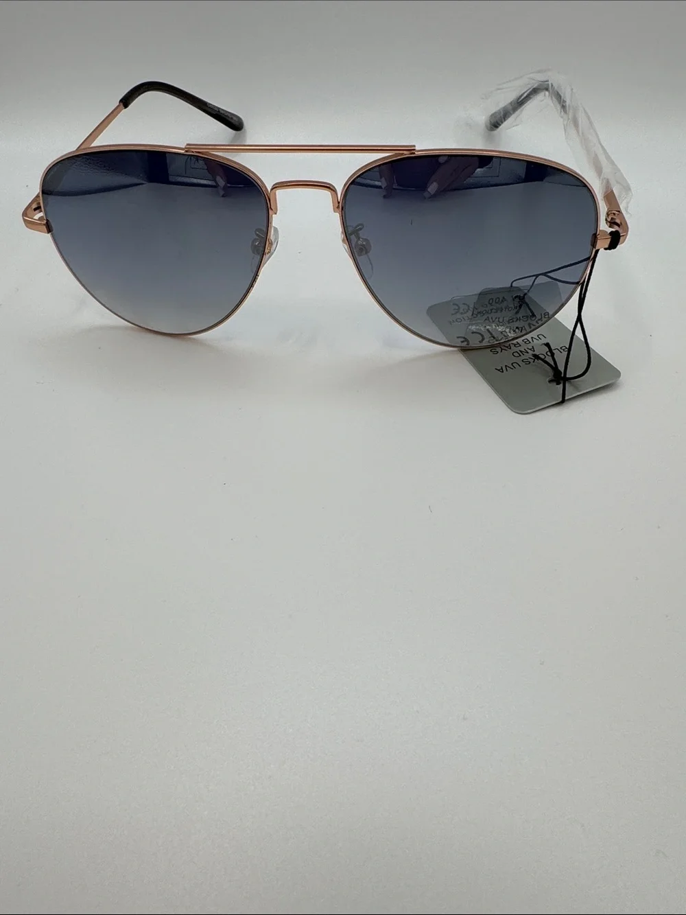Bershka Rose Gold Frame Sunglasses with Gradient Blue Lenses